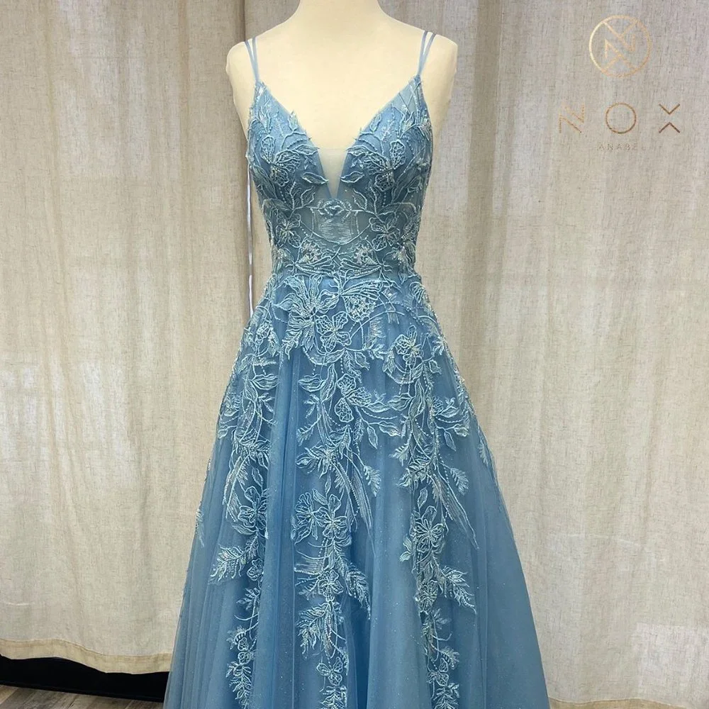 NEW LONG OFF THE SHOULDER SLEEVELESS A-LINE DRESS WITH OPEN ZIPPER BACK NX E1129 - Picture 3 of 8